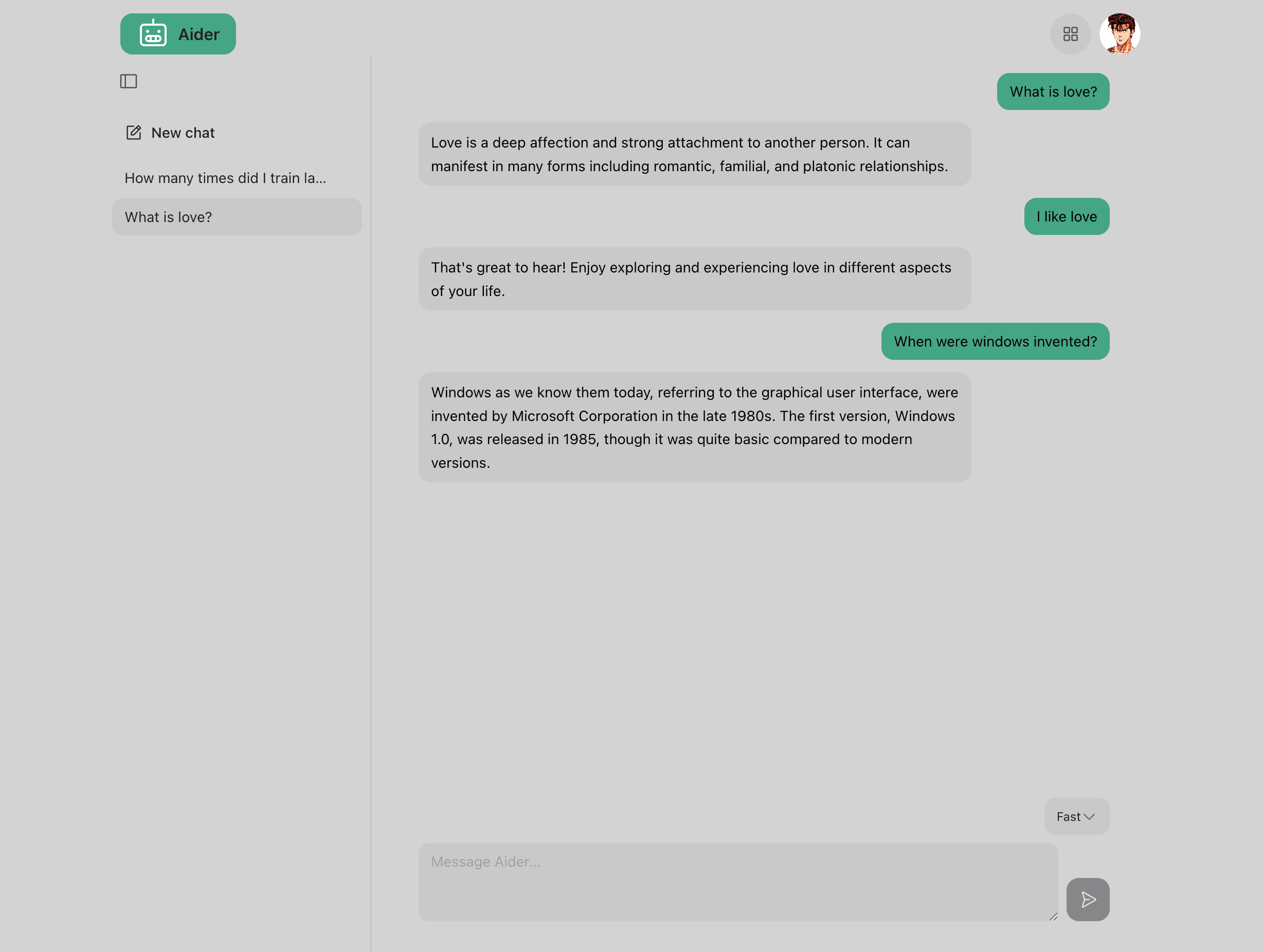 Aider screenshot 2
